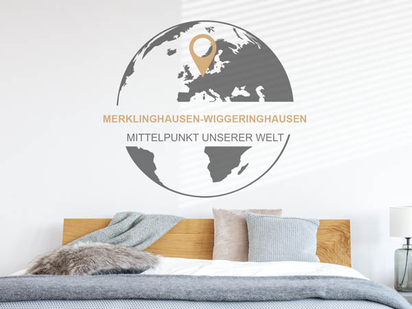 Wandtattoo Merklinghausen-Wiggeringhausen - Mittelpunkt unserer Welt mit Pin im Globus