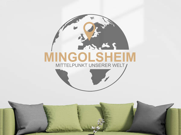 Wandtattoo Mingolsheim - Mittelpunkt unserer Welt mit Pin im Globus