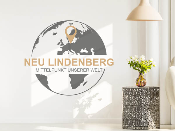 Wandtattoo Neu Lindenberg - Mittelpunkt unserer Welt mit Pin im Globus