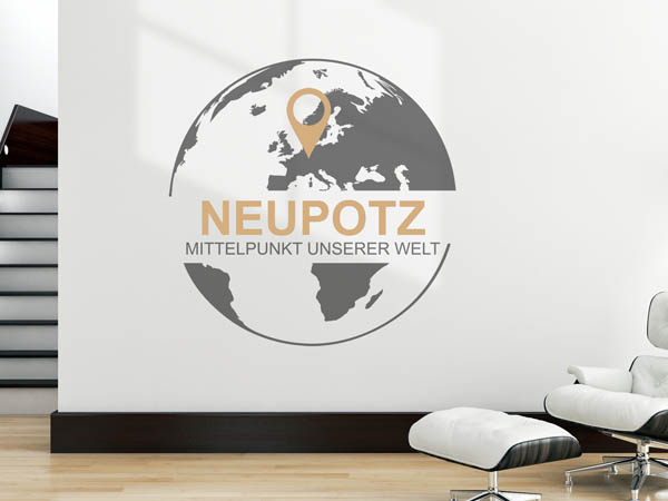 Wandtattoo Neupotz - Mittelpunkt unserer Welt mit Pin im Globus