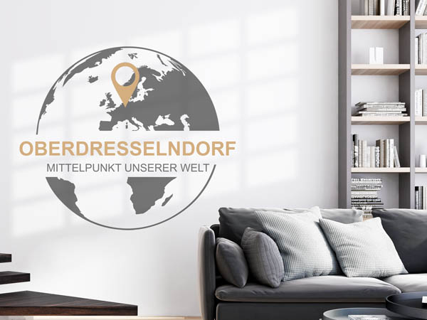 Wandtattoo Oberdresselndorf - Mittelpunkt unserer Welt mit Pin im Globus