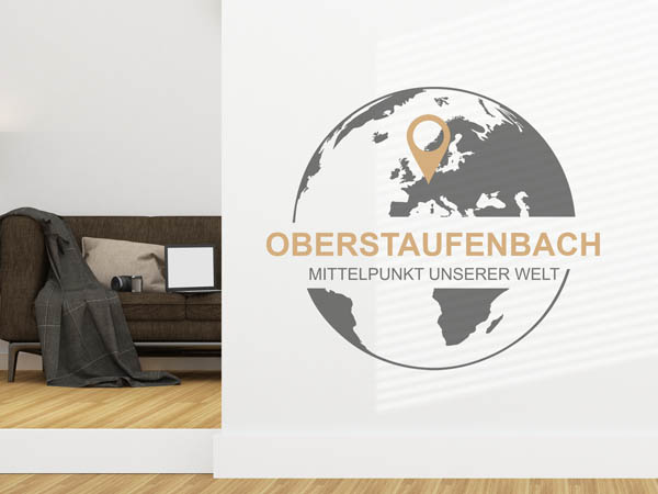Wandtattoo Oberstaufenbach - Mittelpunkt unserer Welt mit Pin im Globus