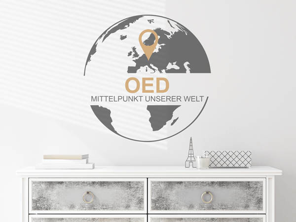 Wandtattoo Oed - Mittelpunkt unserer Welt mit Pin im Globus