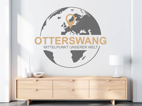 Wandtattoo Otterswang - Mittelpunkt unserer Welt mit Pin im Globus