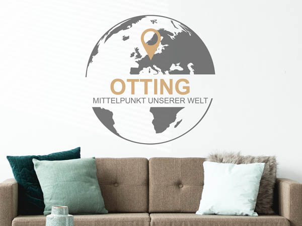 Wandtattoo Otting - Mittelpunkt unserer Welt mit Pin im Globus