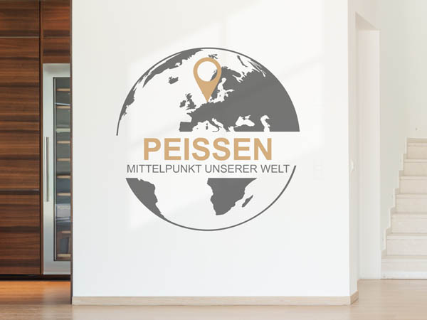 Wandtattoo Peissen - Mittelpunkt unserer Welt mit Pin im Globus