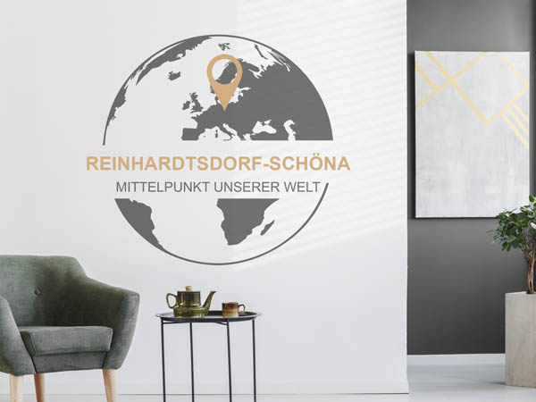 Wandtattoo Reinhardtsdorf-Schöna - Mittelpunkt unserer Welt mit Pin im Globus
