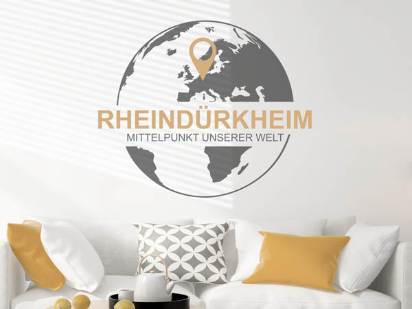 Wandtattoo Rheindürkheim - Mittelpunkt unserer Welt mit Pin im Globus