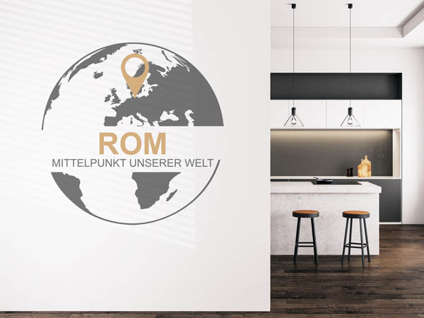 Wandtattoo Rom - Mittelpunkt unserer Welt mit Pin im Globus