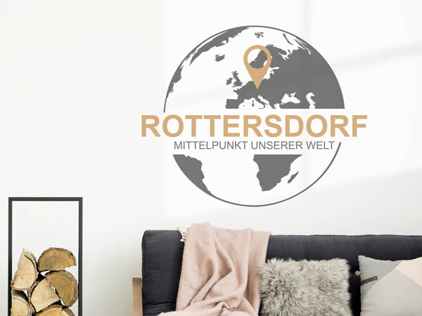 Wandtattoo Rottersdorf - Mittelpunkt unserer Welt mit Pin im Globus