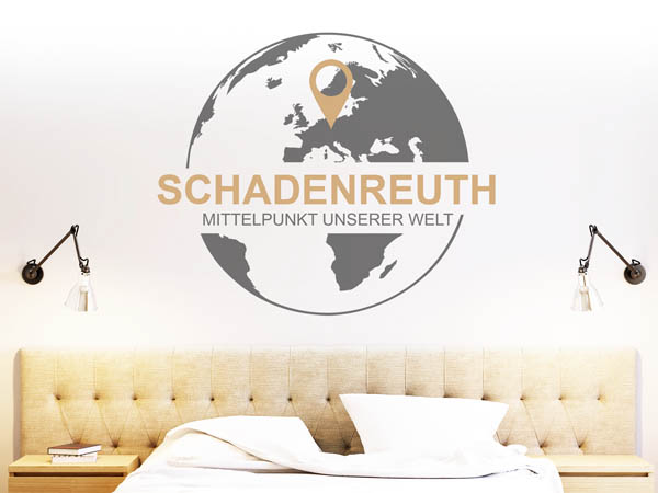 Wandtattoo Schadenreuth - Mittelpunkt unserer Welt mit Pin im Globus