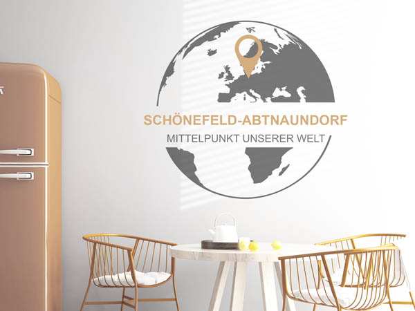 Wandtattoo Schönefeld-Abtnaundorf - Mittelpunkt unserer Welt mit Pin im Globus