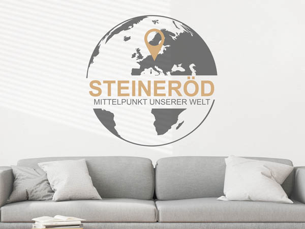 Wandtattoo Steineröd - Mittelpunkt unserer Welt mit Pin im Globus