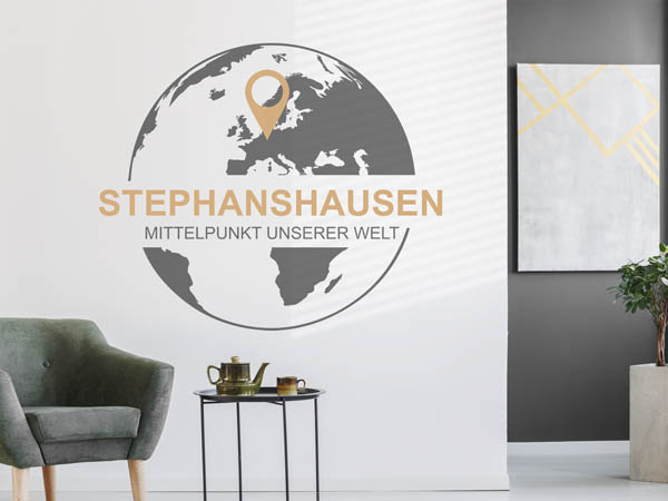 Wandtattoo Stephanshausen - Mittelpunkt unserer Welt mit Pin im Globus