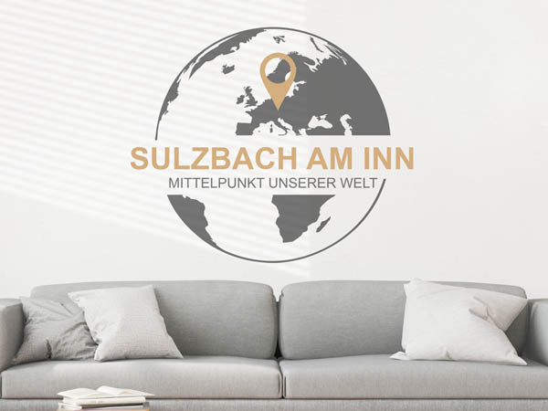 Wandtattoo Sulzbach am Inn - Mittelpunkt unserer Welt mit Pin im Globus