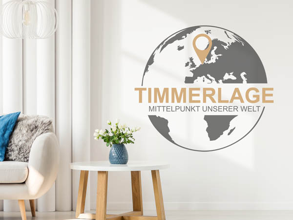 Wandtattoo Timmerlage - Mittelpunkt unserer Welt mit Pin im Globus