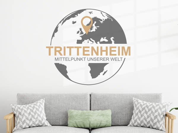 Wandtattoo Trittenheim - Mittelpunkt unserer Welt mit Pin im Globus