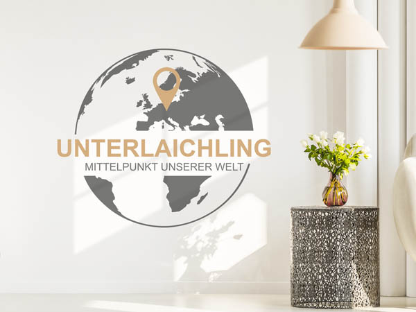 Wandtattoo Unterlaichling - Mittelpunkt unserer Welt mit Pin im Globus