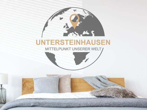 Wandtattoo Untersteinhausen - Mittelpunkt unserer Welt mit Pin im Globus