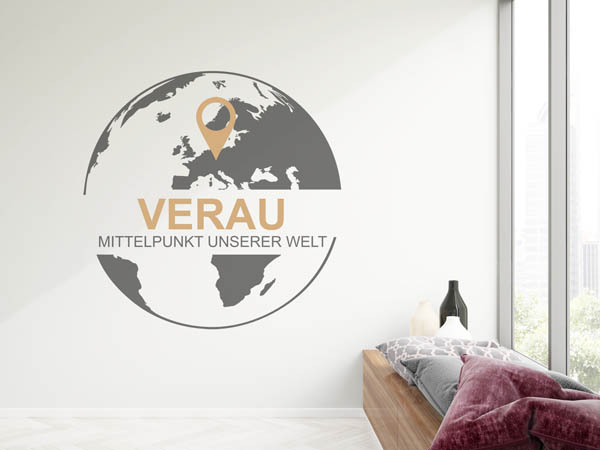 Wandtattoo Verau - Mittelpunkt unserer Welt mit Pin im Globus