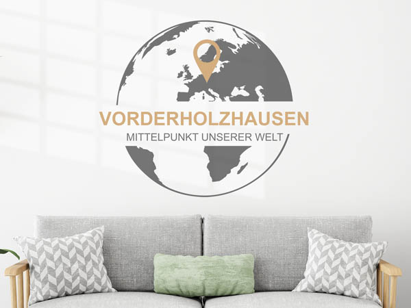 Wandtattoo Vorderholzhausen - Mittelpunkt unserer Welt mit Pin im Globus