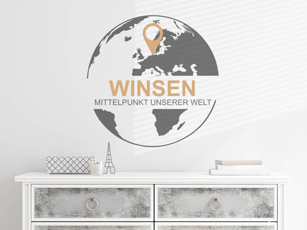Wandtattoo Winsen - Mittelpunkt unserer Welt mit Pin im Globus