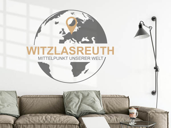 Wandtattoo Witzlasreuth - Mittelpunkt unserer Welt mit Pin im Globus