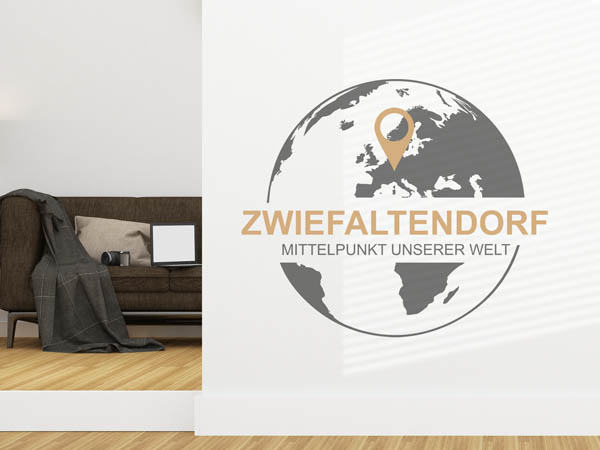 Wandtattoo Zwiefaltendorf - Mittelpunkt unserer Welt mit Pin im Globus