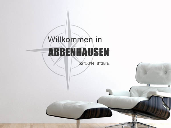 Wandtattoo Willkommen in Abbenhausen mit den Koordinaten 52°50'N 8°38'E