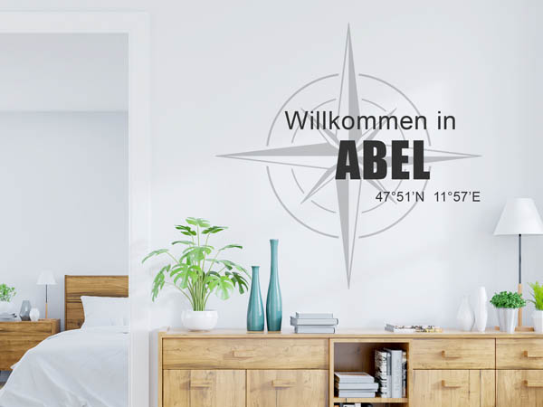 Wandtattoo Willkommen in Abel mit den Koordinaten 47°51'N 11°57'E