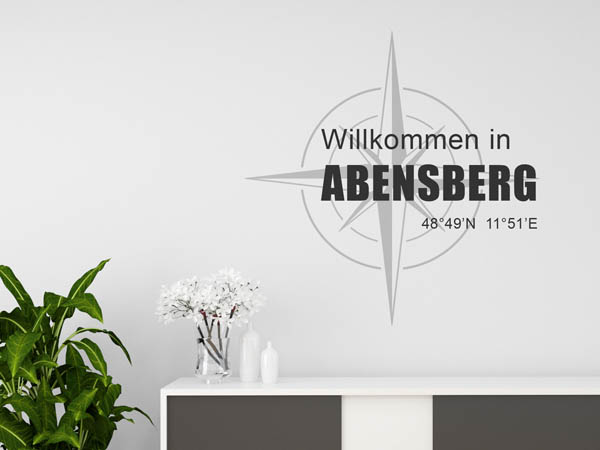 Wandtattoo Willkommen in Abensberg mit den Koordinaten 48°49'N 11°51'E