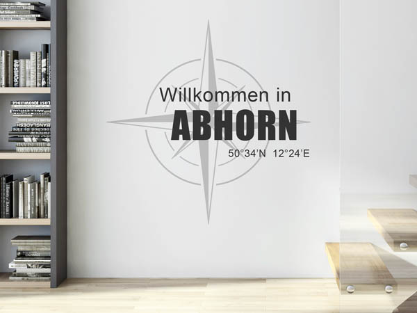 Wandtattoo Willkommen in Abhorn mit den Koordinaten 50°34'N 12°24'E