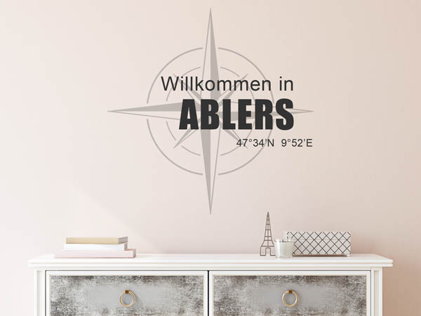 Wandtattoo Willkommen in Ablers mit den Koordinaten 47°34'N 9°52'E