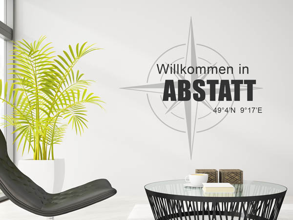 Wandtattoo Willkommen in Abstatt mit den Koordinaten 49°4'N 9°17'E