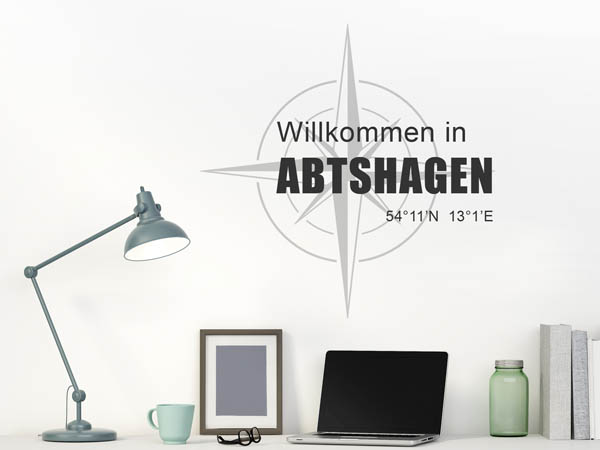 Wandtattoo Willkommen in Abtshagen mit den Koordinaten 54°11'N 13°1'E