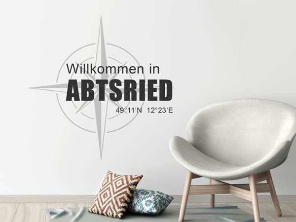 Wandtattoo Willkommen in Abtsried mit den Koordinaten 49°11'N 12°23'E