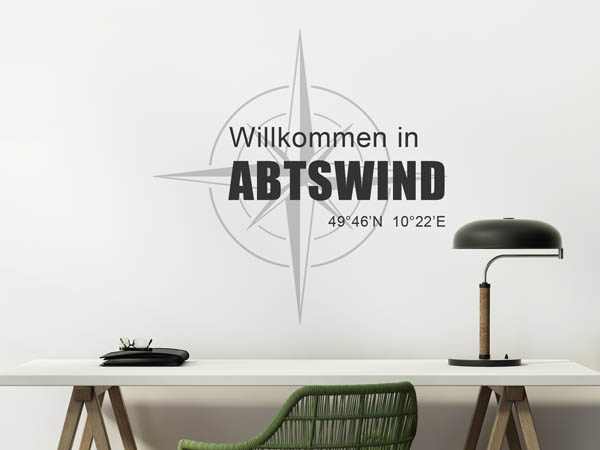 Wandtattoo Willkommen in Abtswind mit den Koordinaten 49°46'N 10°22'E