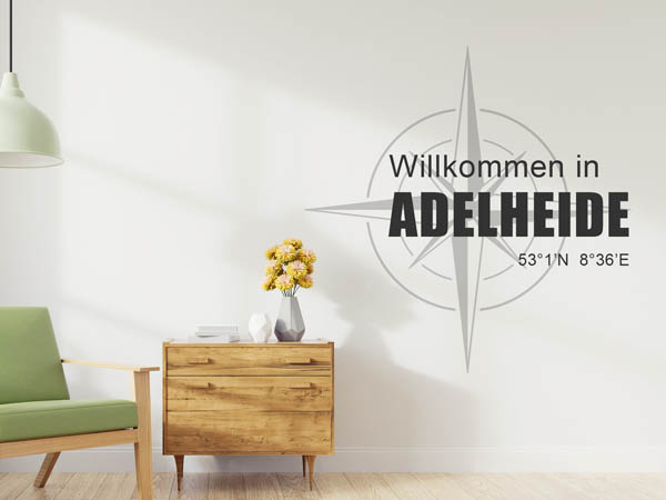 Wandtattoo Willkommen in Adelheide mit den Koordinaten 53°1'N 8°36'E