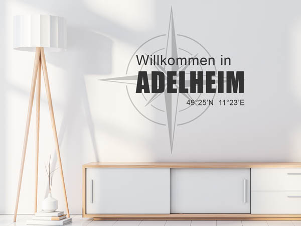 Wandtattoo Willkommen in Adelheim mit den Koordinaten 49°25'N 11°23'E