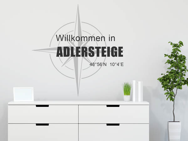 Wandtattoo Willkommen in Adlersteige mit den Koordinaten 48°56'N 10°4'E