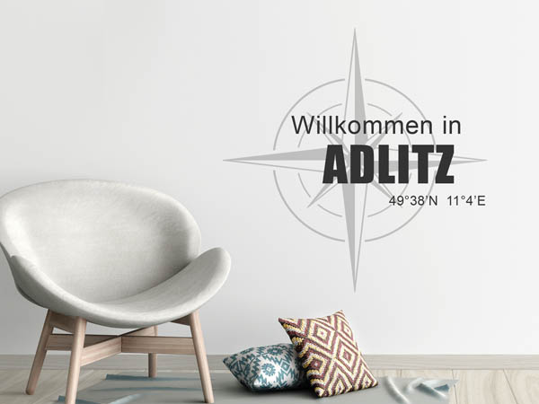 Wandtattoo Willkommen in Adlitz mit den Koordinaten 49°38'N 11°4'E