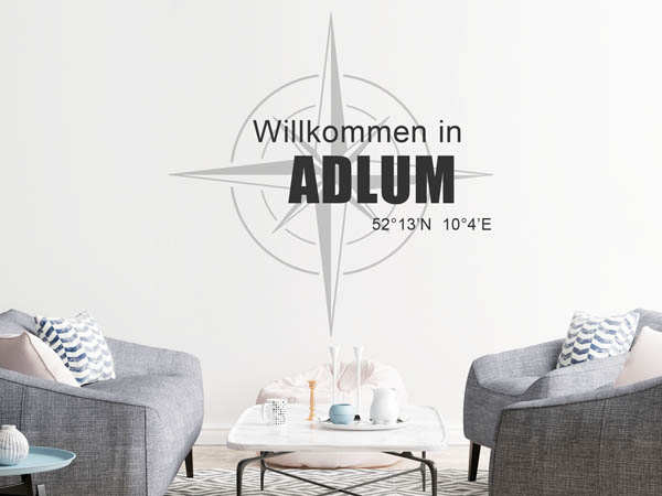 Wandtattoo Willkommen in Adlum mit den Koordinaten 52°13'N 10°4'E