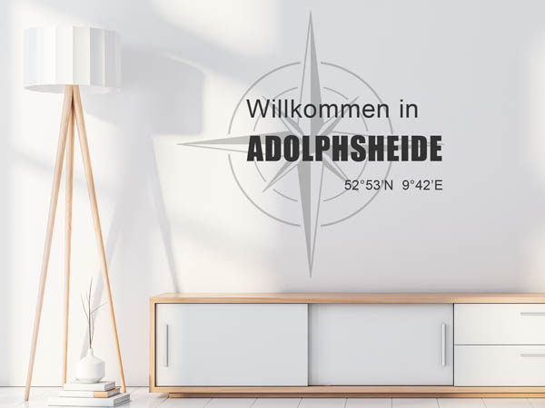 Wandtattoo Willkommen in Adolphsheide mit den Koordinaten 52°53'N 9°42'E