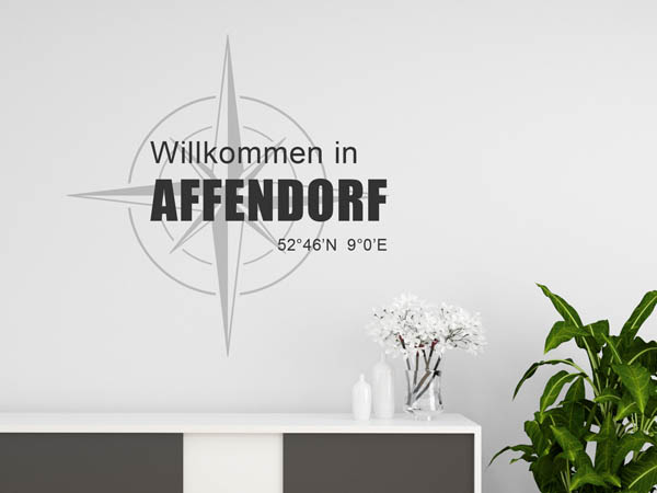 Wandtattoo Willkommen in Affendorf mit den Koordinaten 52°46'N 9°0'E