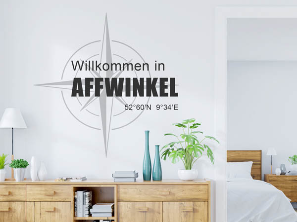 Wandtattoo Willkommen in Affwinkel mit den Koordinaten 52°60'N 9°34'E