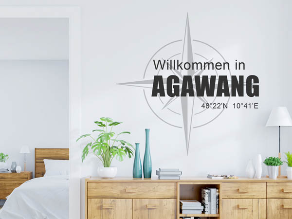 Wandtattoo Willkommen in Agawang mit den Koordinaten 48°22'N 10°41'E