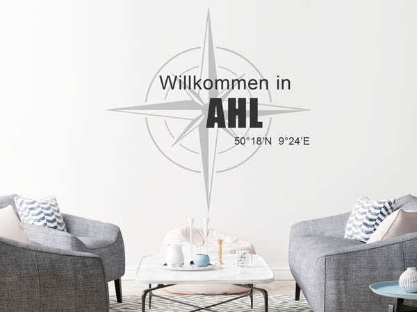 Wandtattoo Willkommen in Ahl mit den Koordinaten 50°18'N 9°24'E