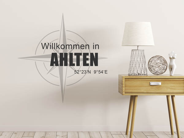 Wandtattoo Willkommen in Ahlten mit den Koordinaten 52°23'N 9°54'E