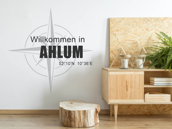 Wandtattoo Willkommen in Ahlum mit den Koordinaten 52°10'N 10°36'E