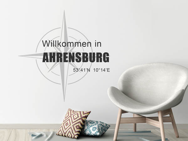 Wandtattoo Willkommen in Ahrensburg mit den Koordinaten 53°41'N 10°14'E